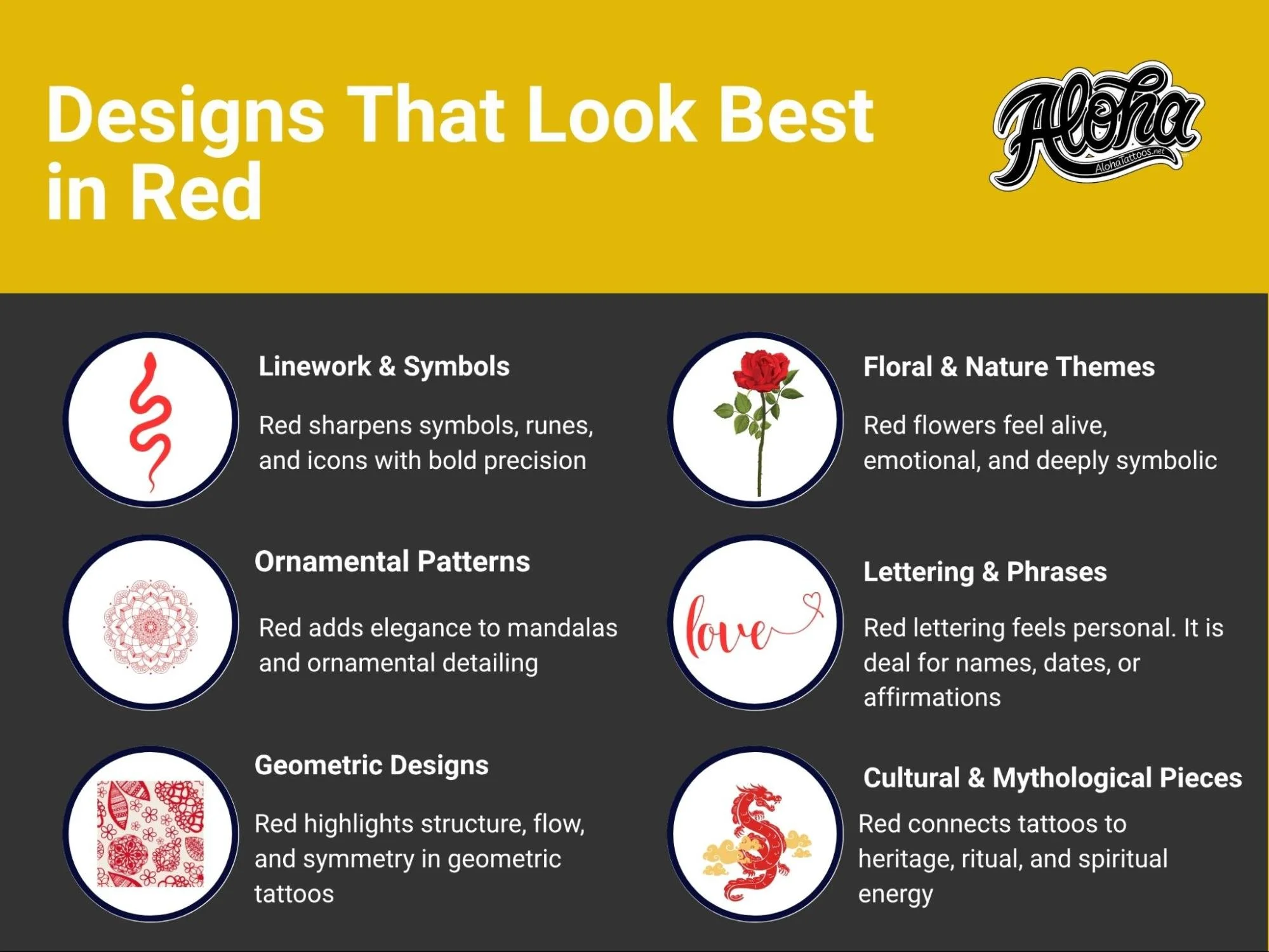 ¿Están de moda los tatuajes rojos? Tendencias, hechos, colocación, técnicas, etc.