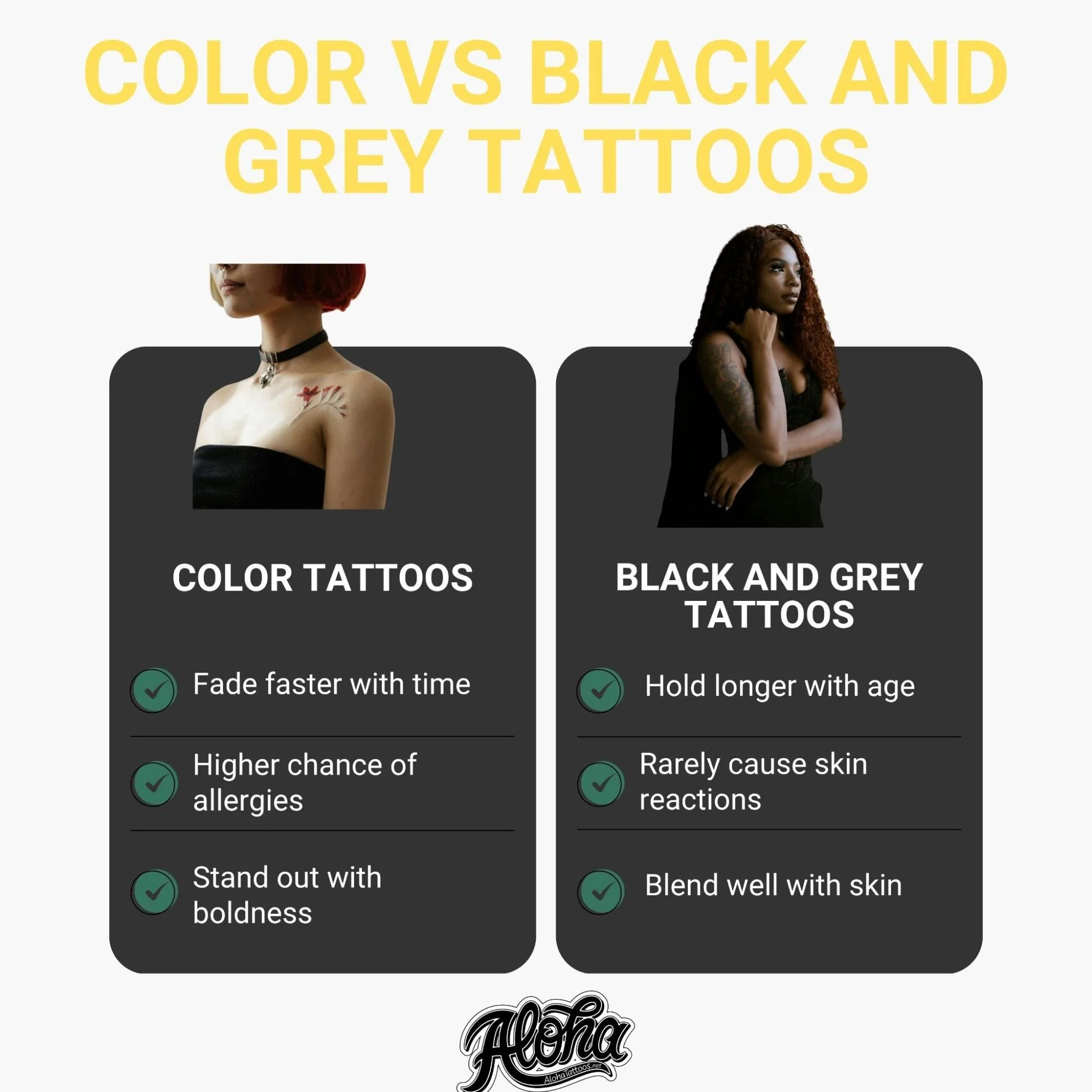Tatuajes de colores frente a negros y grises: ¿cuál deberías hacerte?
