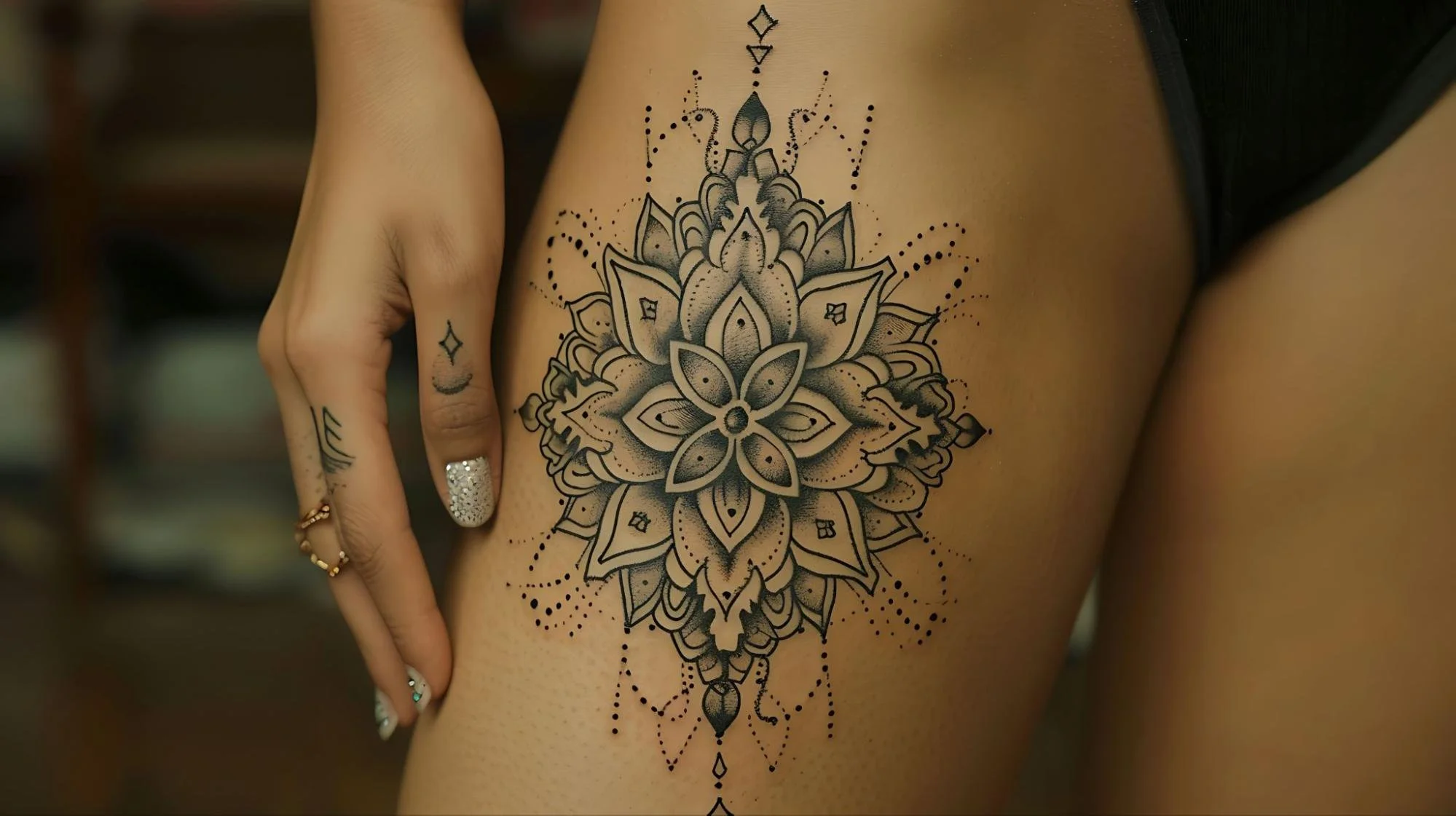 Tatuajes de mandalas en el muslo | Guía de tamaño, dolor y colocación